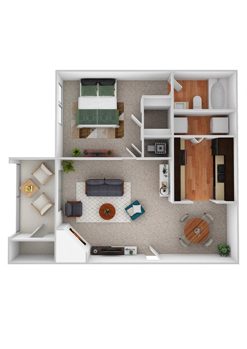 A3 - Magnolia Floor Plan at Riverset Apartments, Memphis, TN